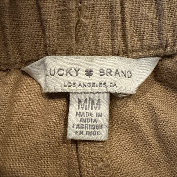 Lucky Brand Beige Linen Blend Pants Pull On Drawstring Womens Size Medium (1783) - Picture 3 of 6